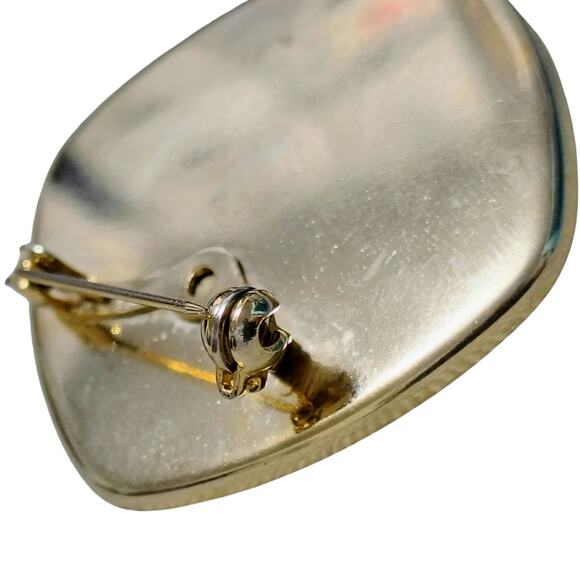 1990s Abstract Graphic Design Square Enamel Brooch Encased in Metal Vintage - Picture 4 of 4